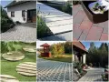 Kolekcja nawierzchni: od kamienia przed domem, przez betonowe płyty z lawendą, aż po ekologiczne **antychwast**y z kamieniami.